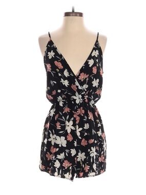 Ladies SheIn Black Floral V-Neck Romper Size Medium